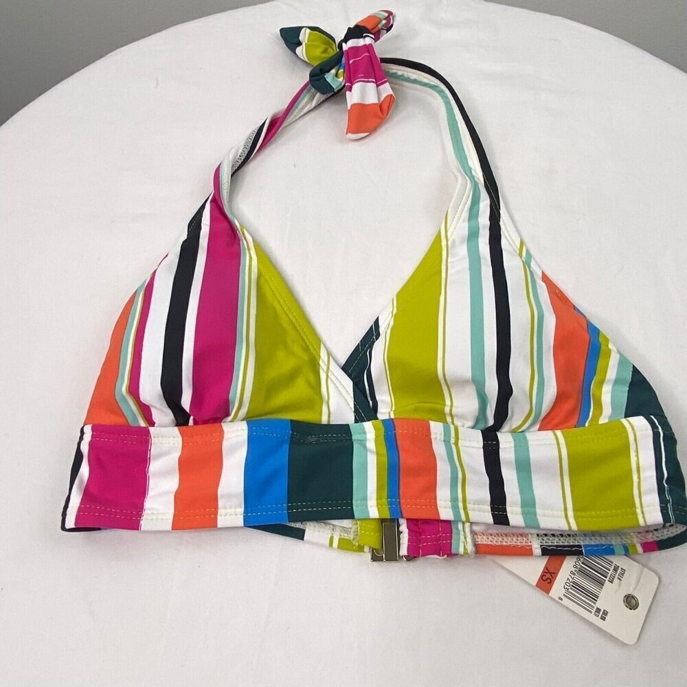 Anne Cole Women's Striped Halter Bikini Swim Top Size XS - Picture 2 of 7